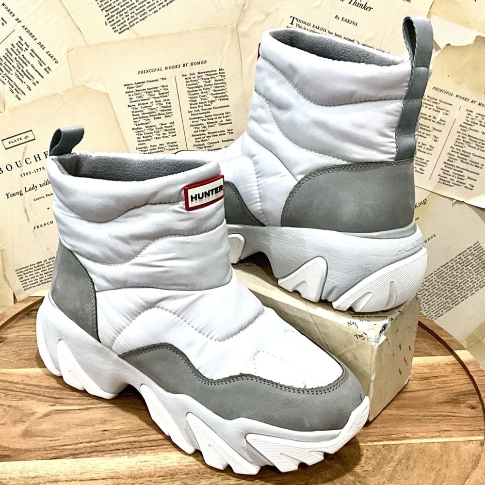 Free People Hunter Debra Waterproof Snow Boots Puffy Fantasma White Gray